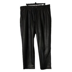 NWT Ann Taylor LOFT Womens Elastic Waist Faux Leather Black Pants Slacks Size XL